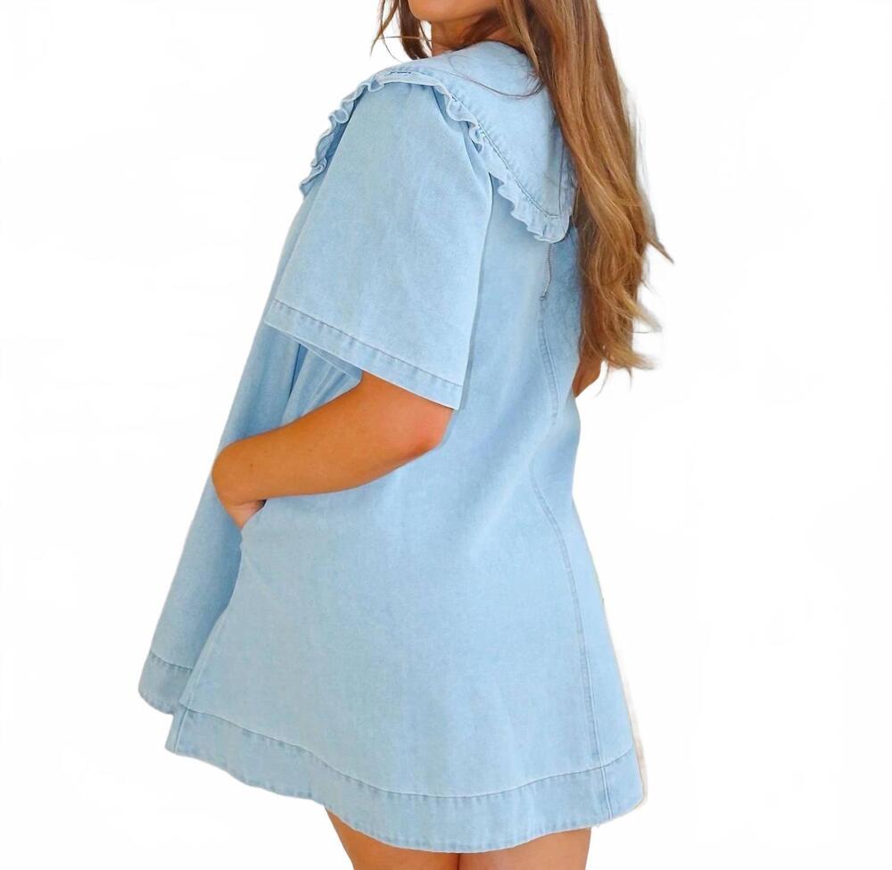 NEW MABLE maya denim mini dress in blue - Picture 5 of 6